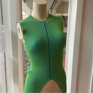 Semicouture Green and Blue Sleeveless Flyaway Tunic